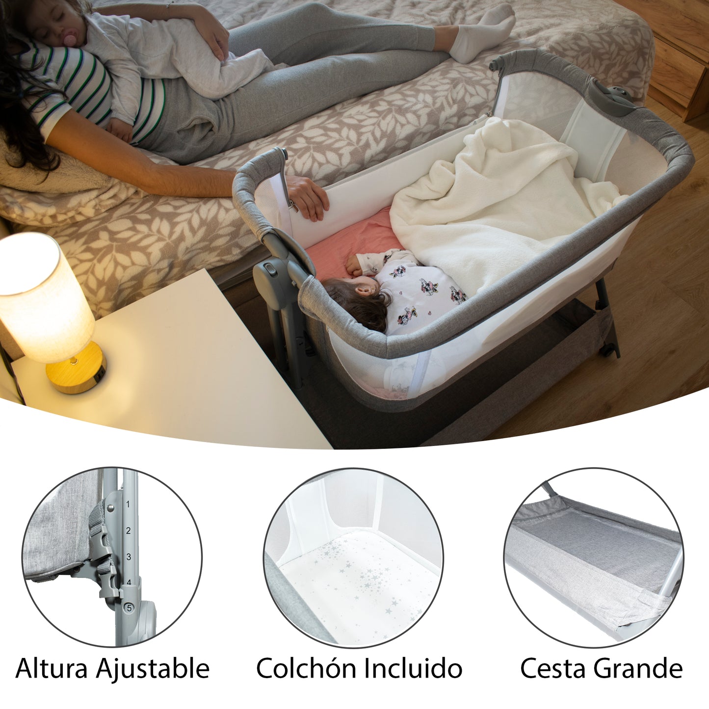 Minicuna Colecho Comfortly Gris