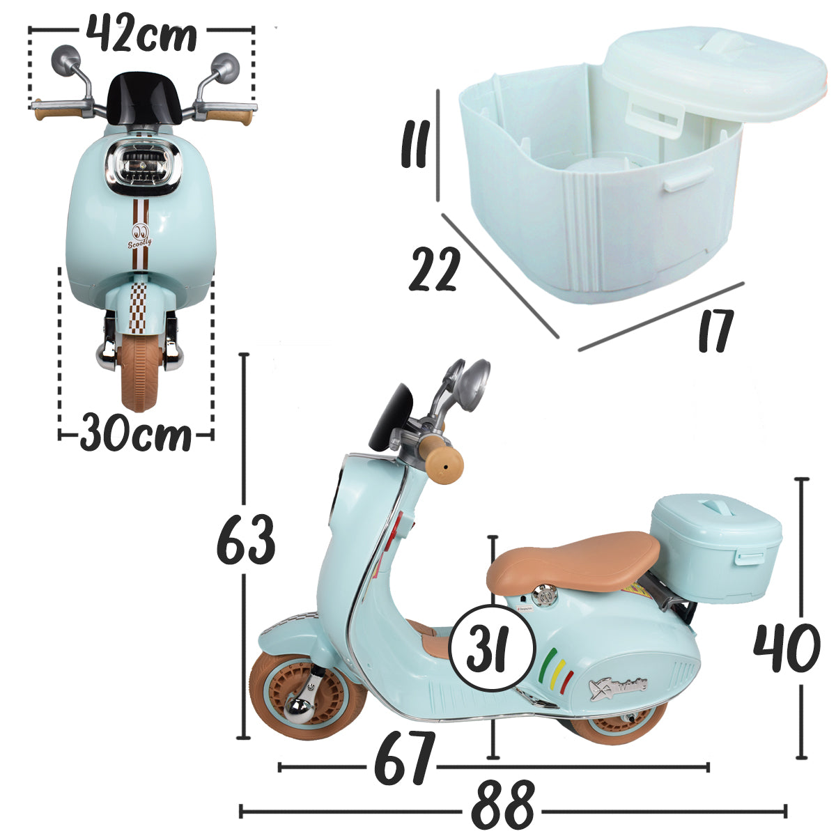 Moto Electrica para niños SCOOTLY Menta