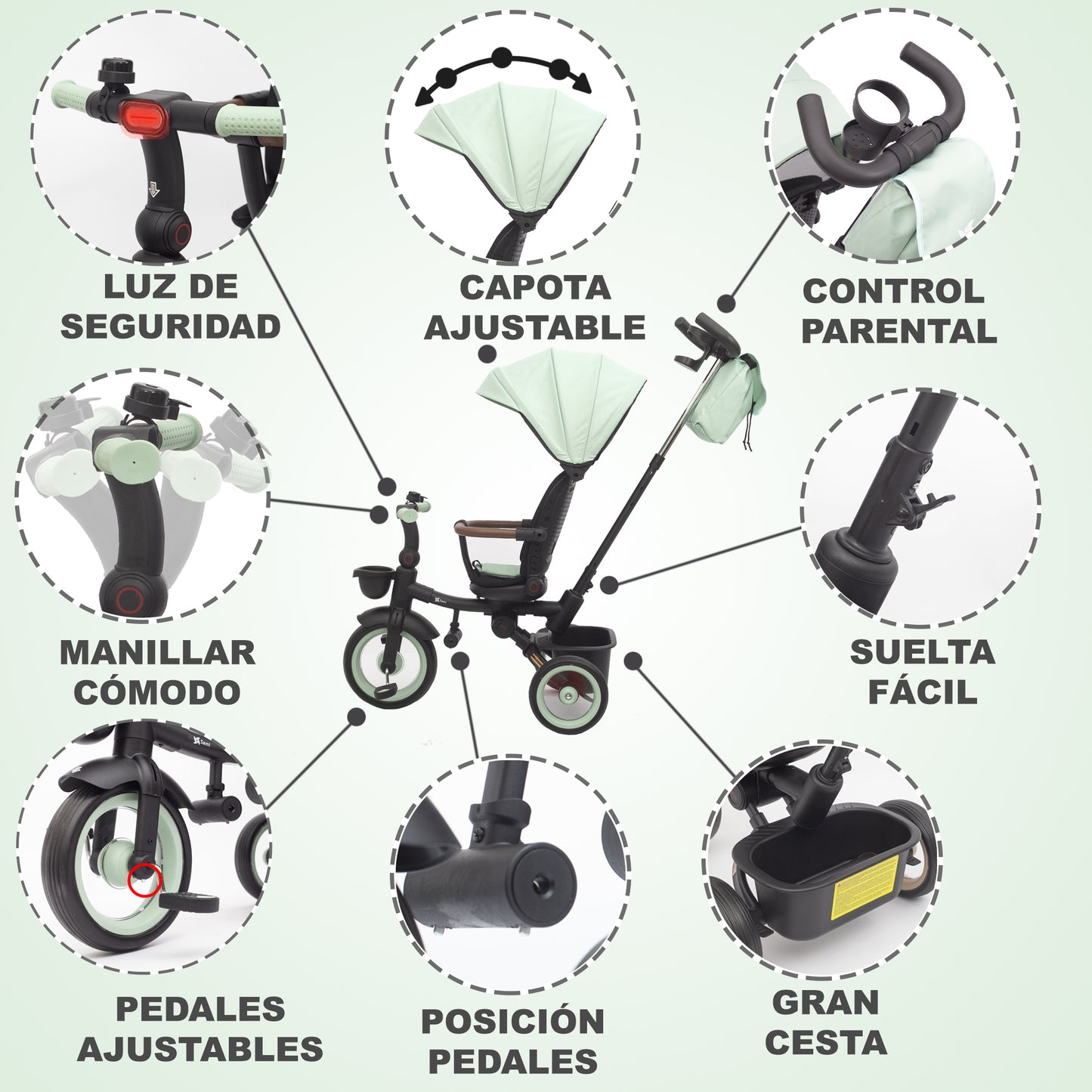 Triciclo Evolutivo Bebé SAMI Verde