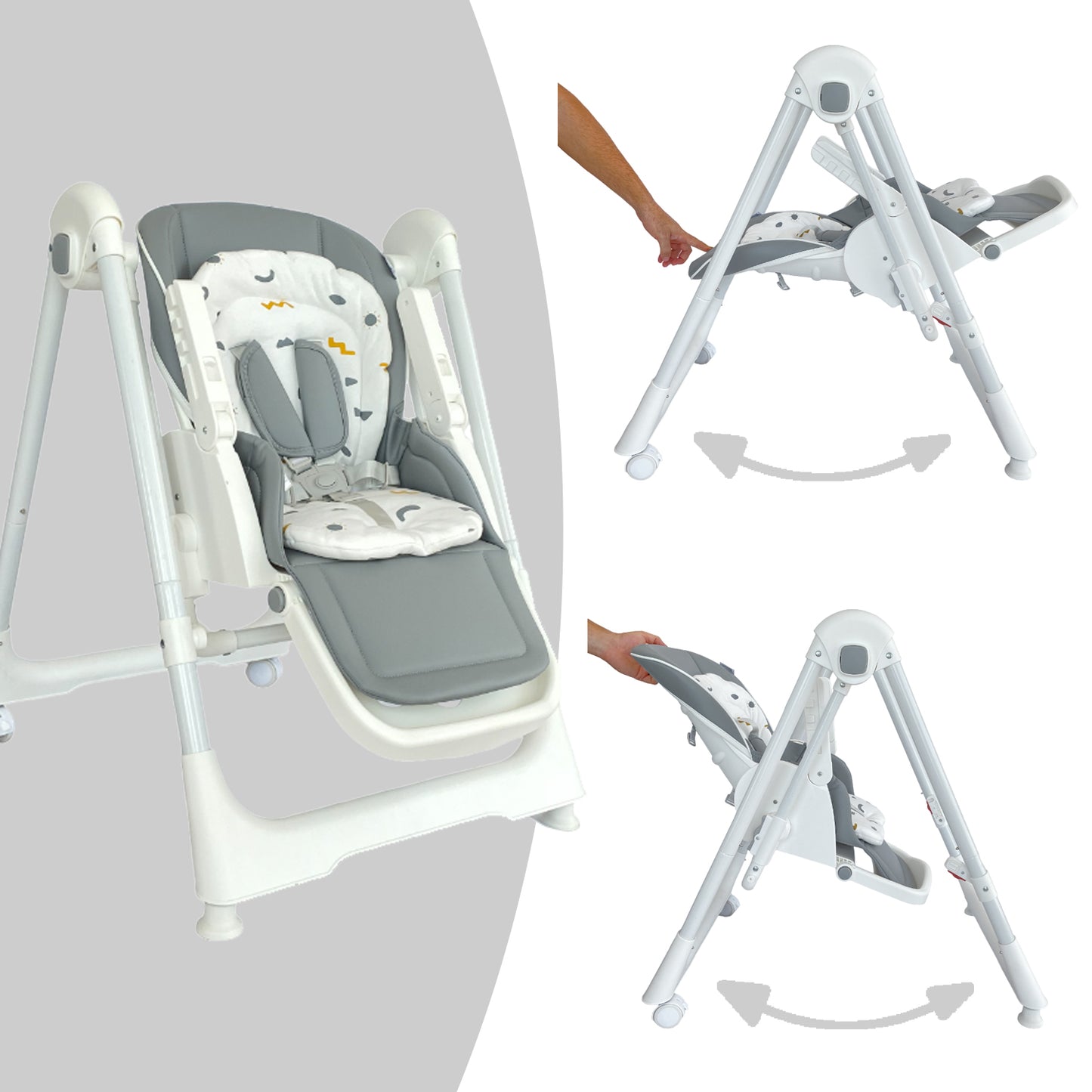 Trona Evolutiva Multifunción - Hamaca columpio Movity Gris
