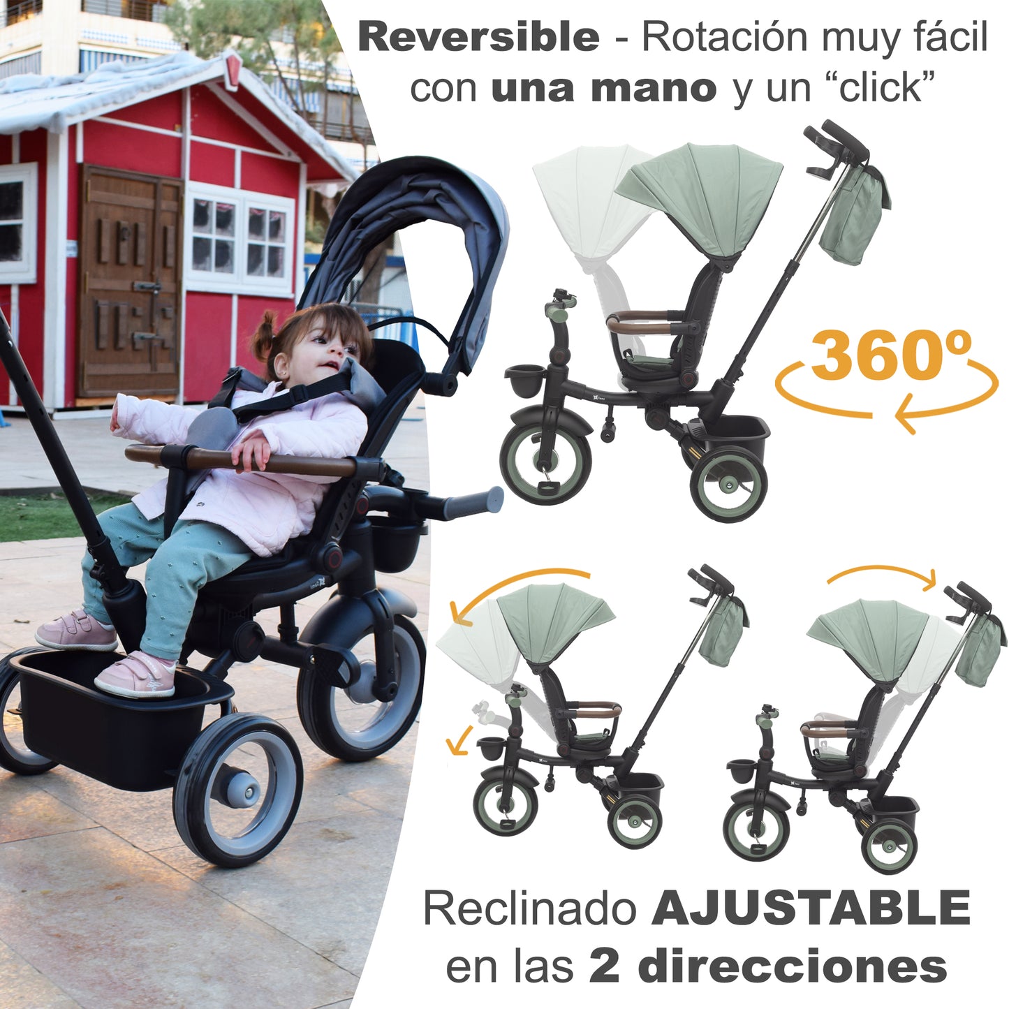 Triciclo Evolutivo Bebé SAMI Verde Oscuro