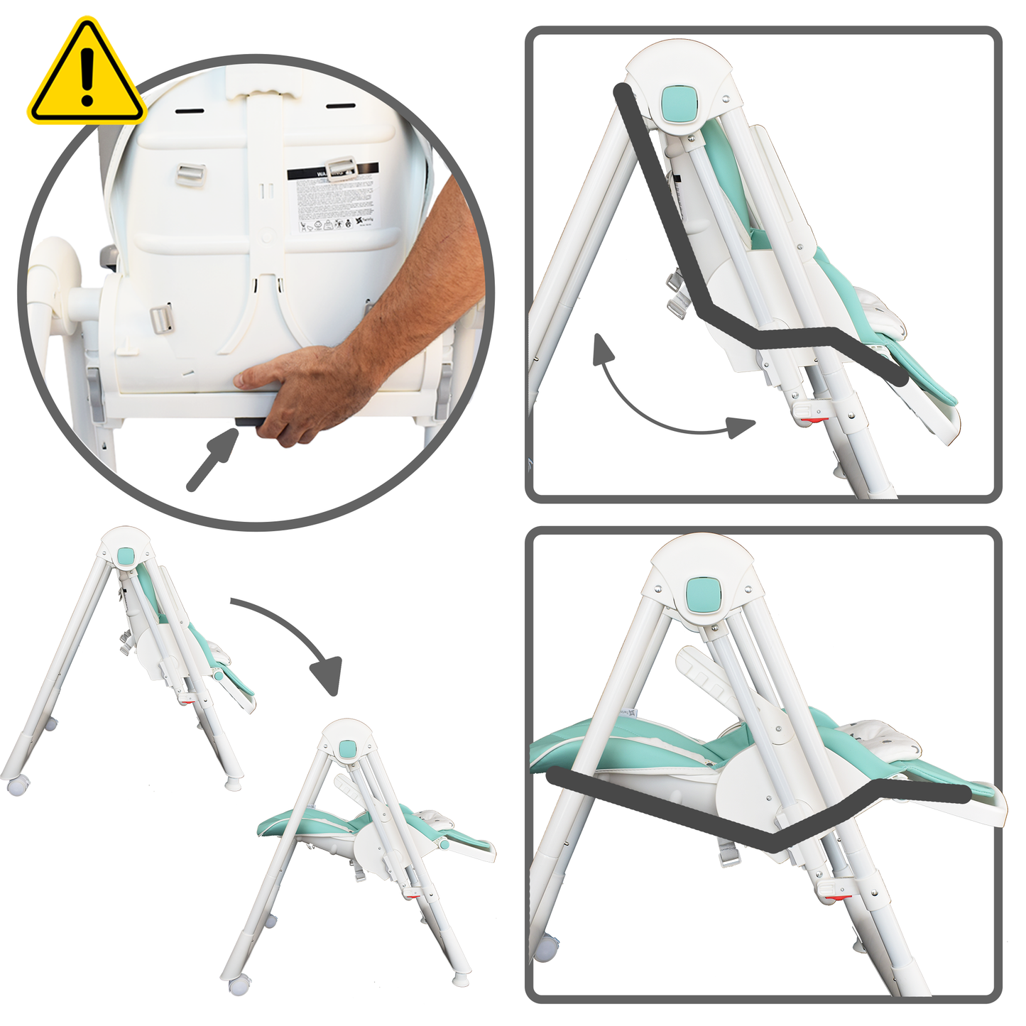 Trona Evolutiva Multifunción - Hamaca columpio Movity Menta