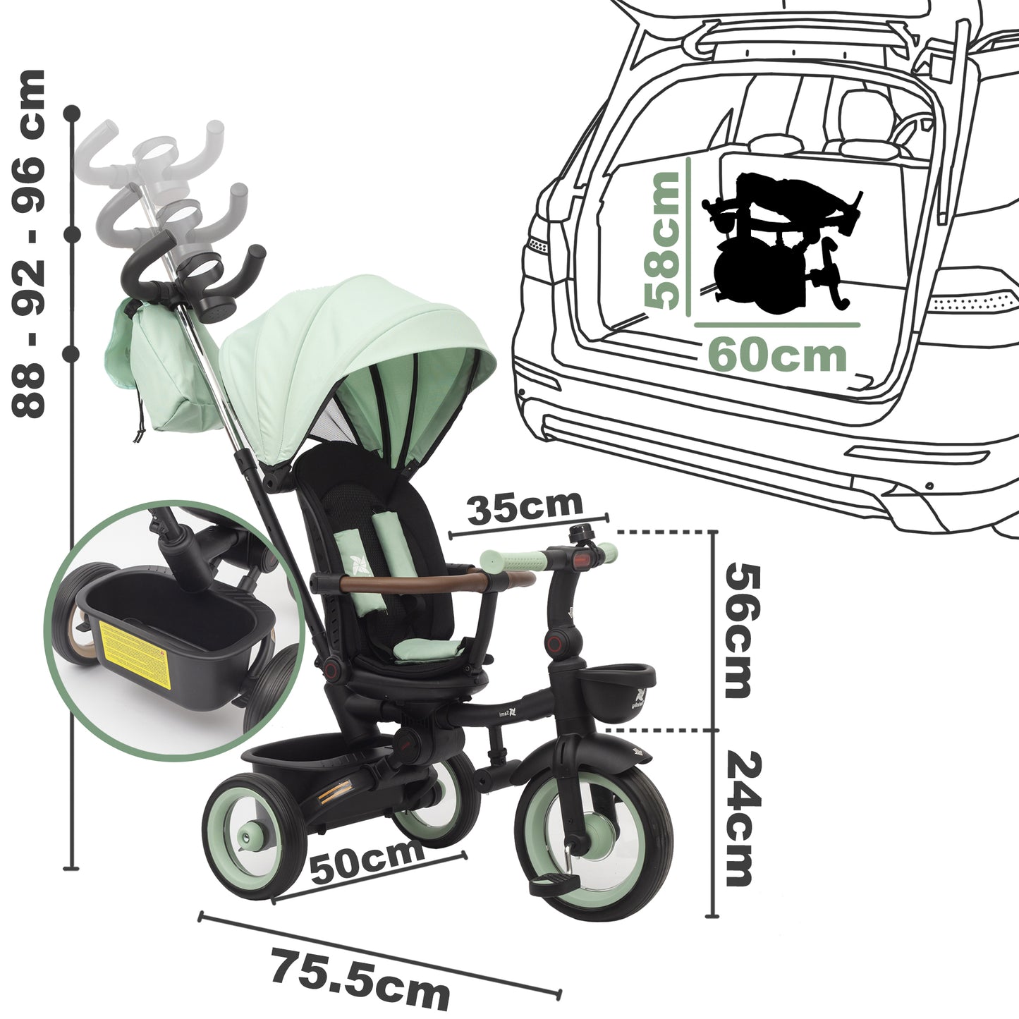 Triciclo Evolutivo Bebé SAMI Verde