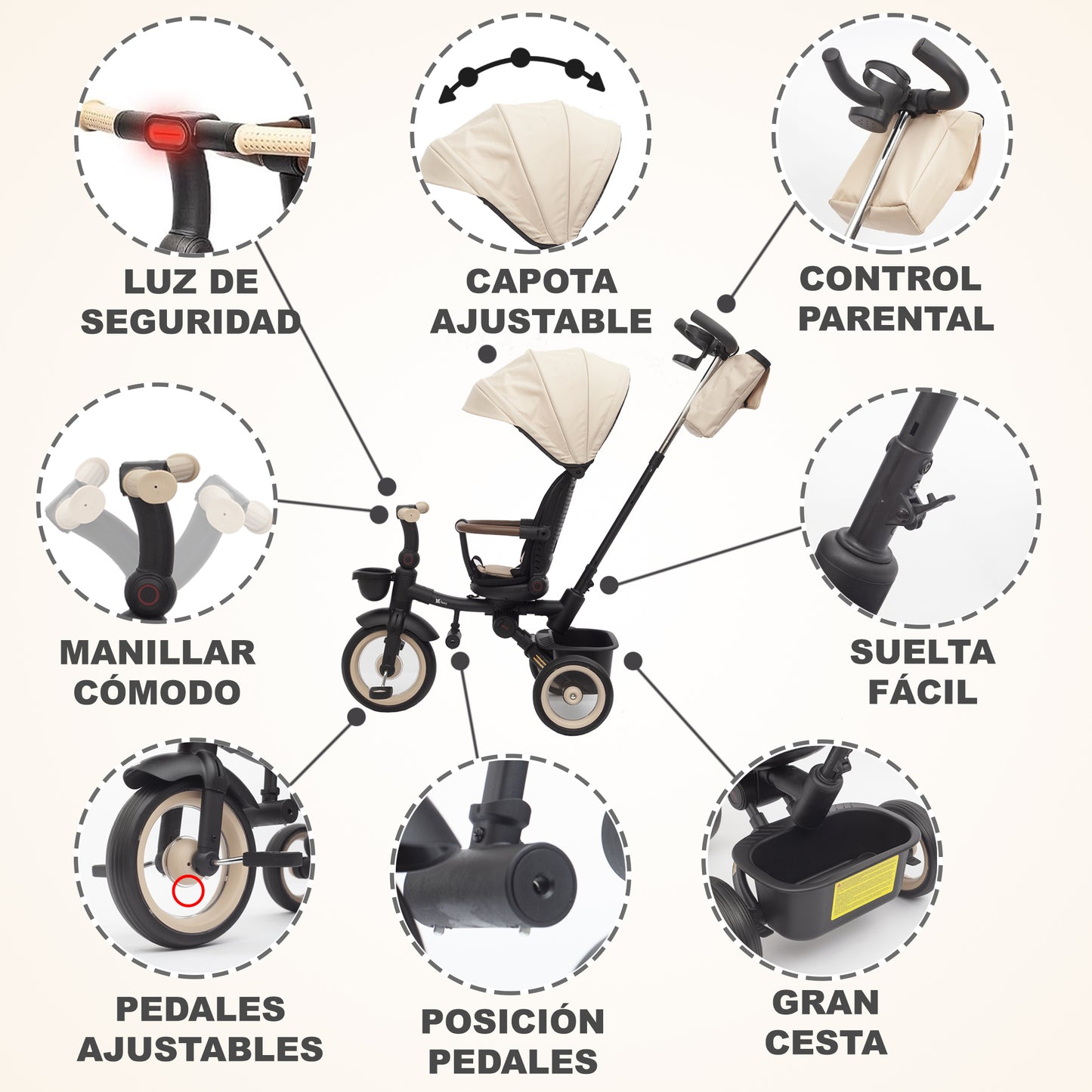 Triciclo Evolutivo Bebé SAMI Beige