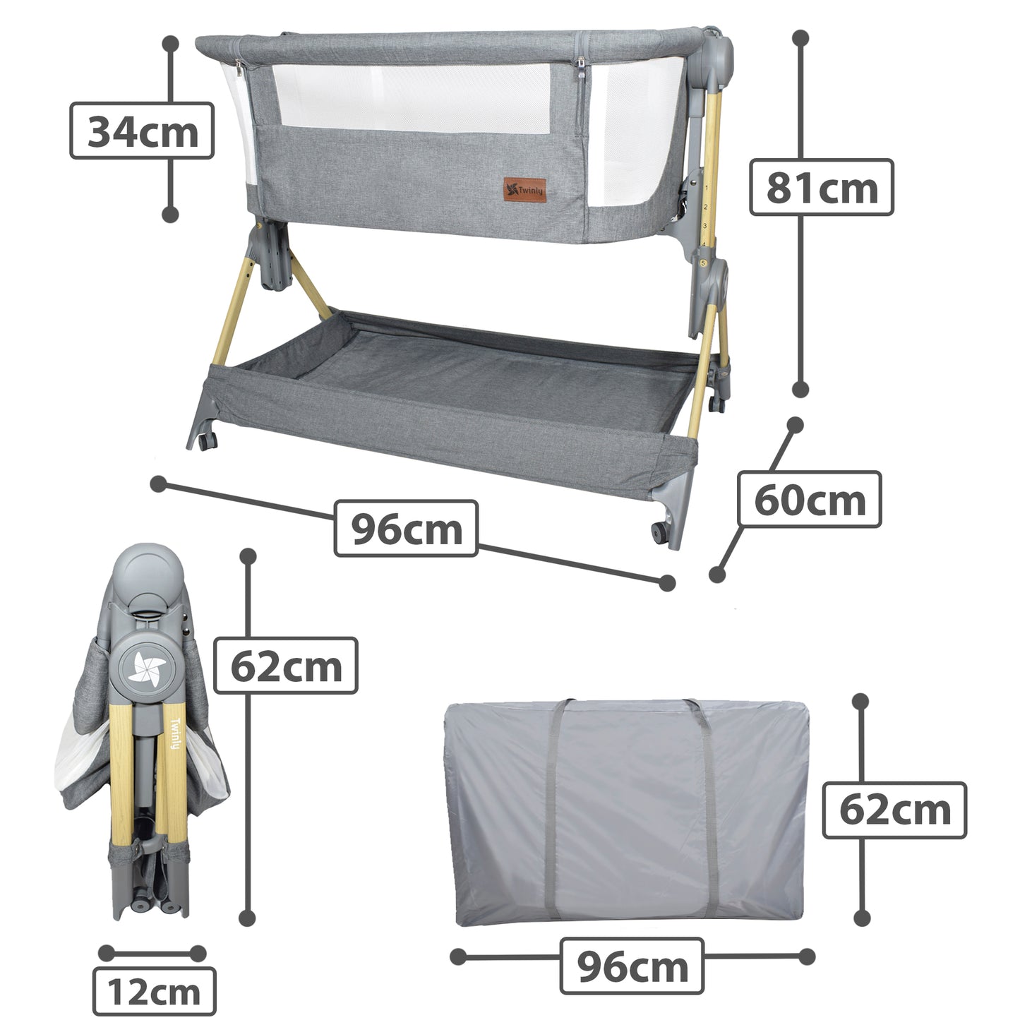 Minicuna Colecho Comfortly Gris