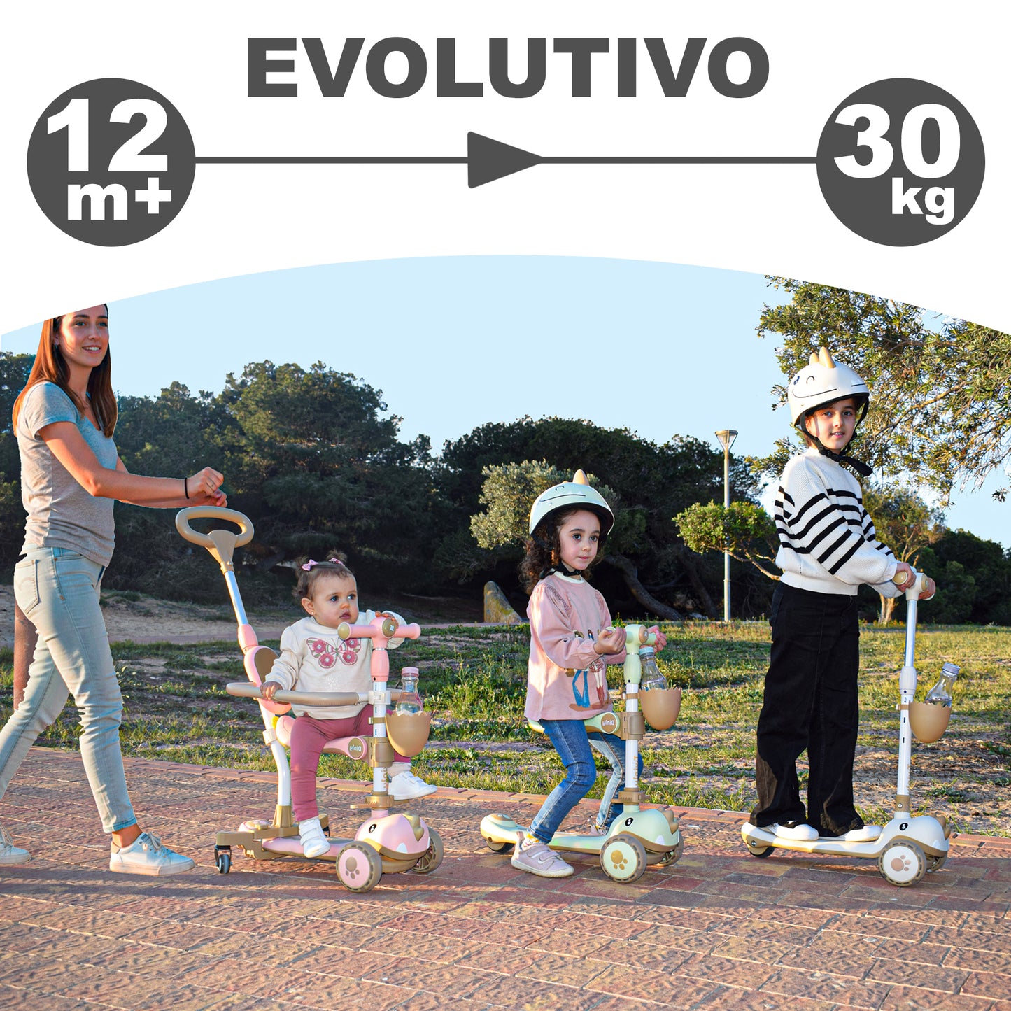 Patinete evolutivo 3 en 1 DINLY Blanco