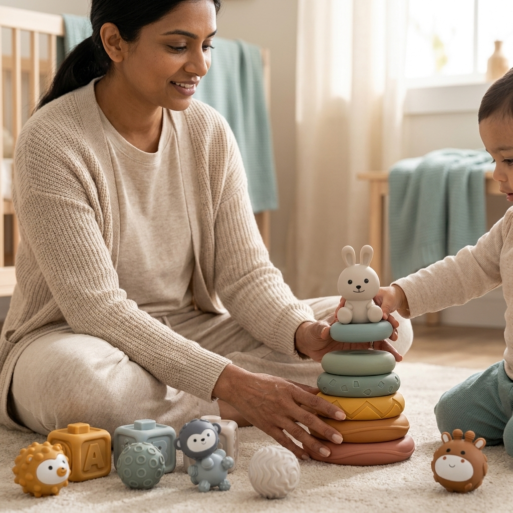 Set de Aprendizaje Sensorial 3 en 1 Conejo para Bebés – 19 Piezas