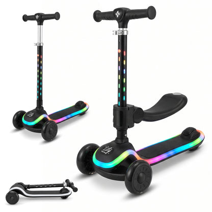 Patinete Infantil 2 en 1, con Asiento Abatible y Luces, LILY