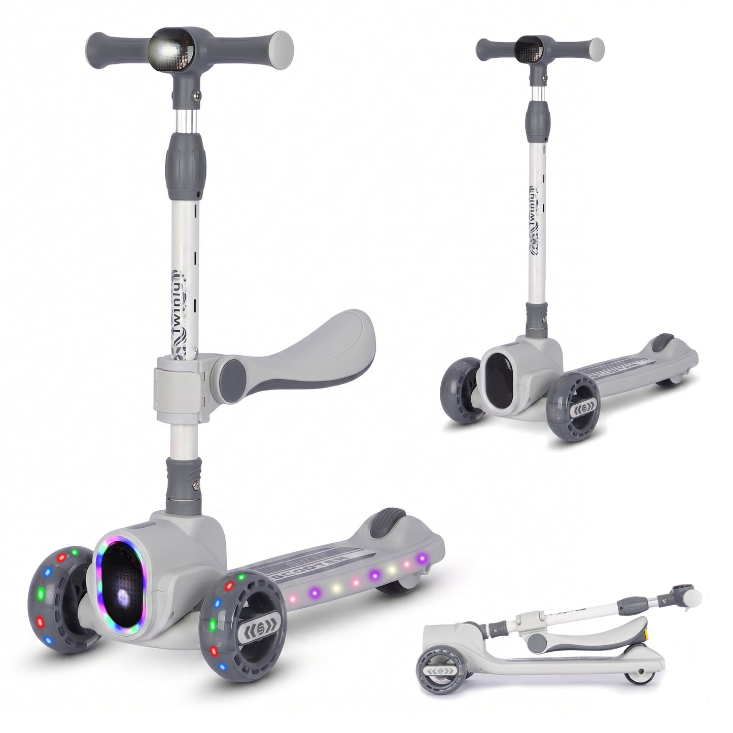 Patinete Infantil de 3 Ruedas con Asiento Rover, Gris