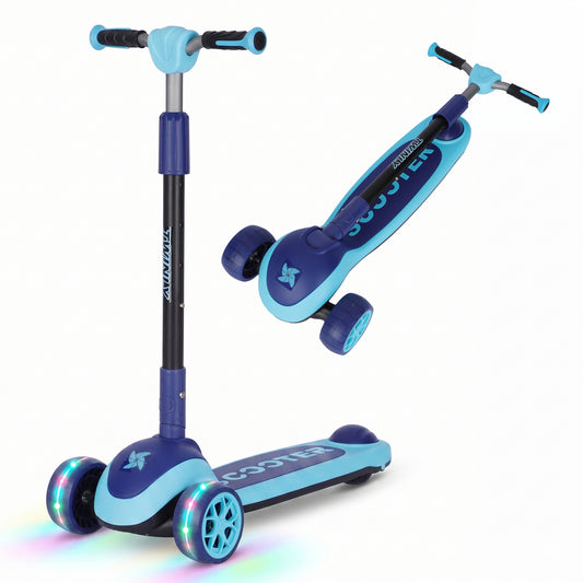 Patinete Infantil Scooter para Niños Desde 5 Años con Luces, Azul