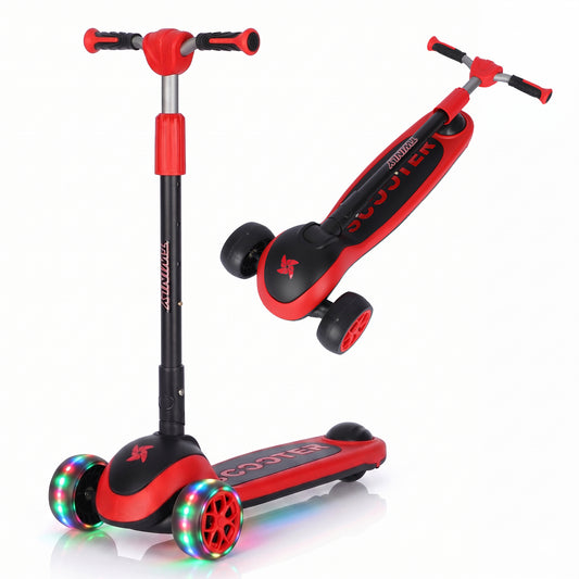 Patinete Infantil Scooter para Niños Desde 5 Años con Luces, Rojo