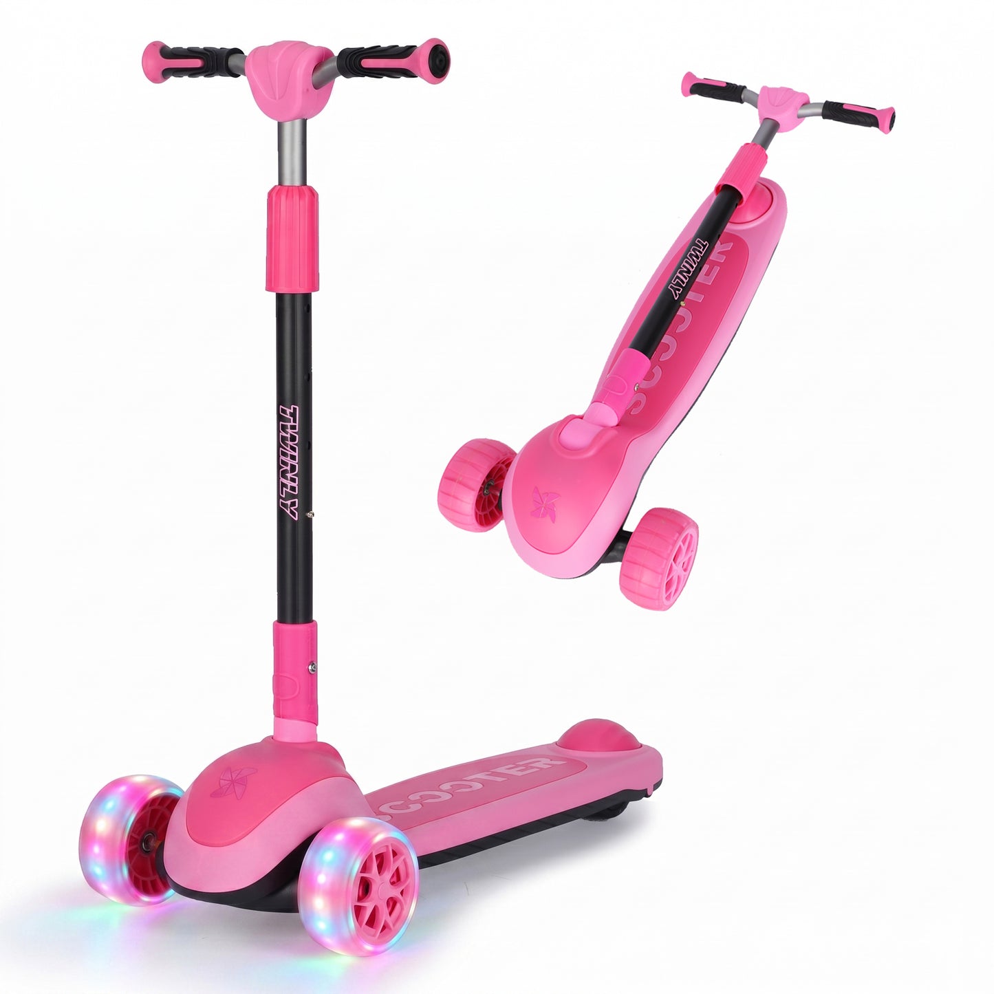 Patinete Infantil Scooter para Niños Desde 5 Años con Luces, Rosa