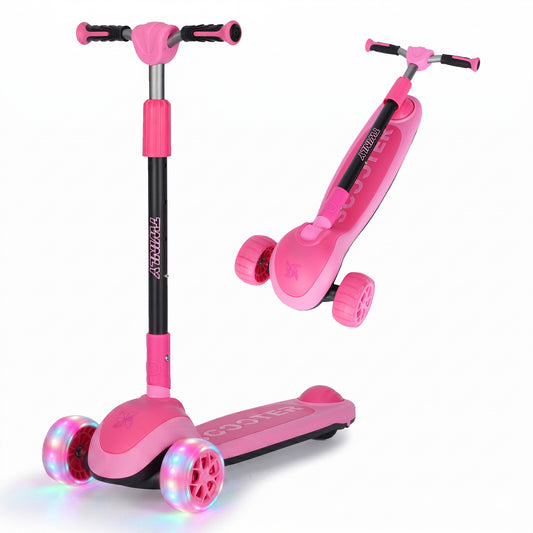 Patinete Infantil Scooter para Niños Desde 5 Años con Luces, Rosa