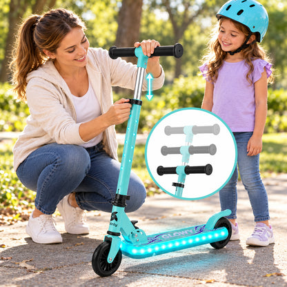 Patinete Infantil con Luces, Plegable, 2 Ruedas, 3 a 8 Años GLOWY