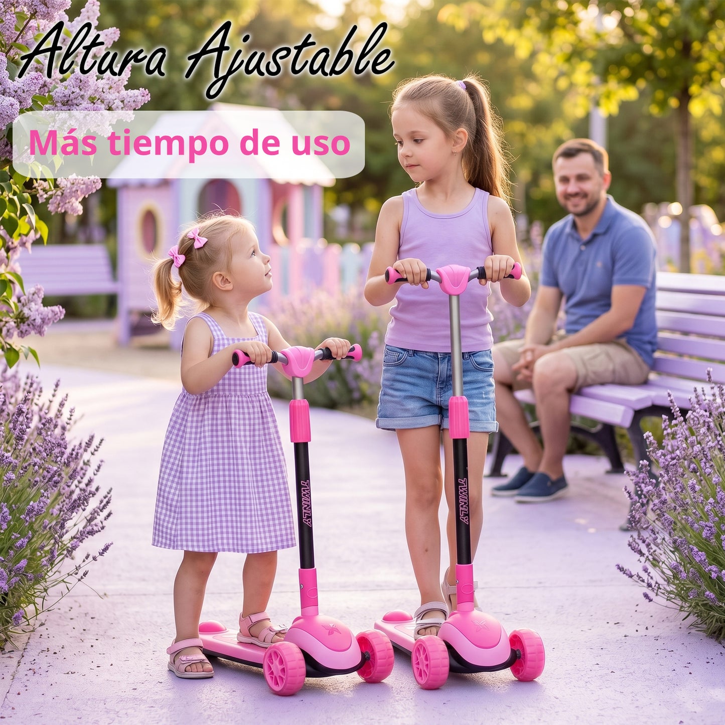 Patinete Infantil Scooter para Niños Desde 5 Años con Luces, Rojo