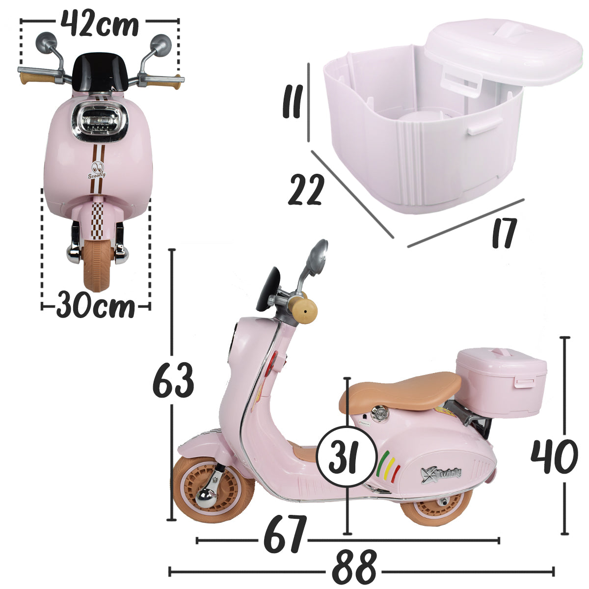 Moto Electrica para niños SCOOTLY Rosa