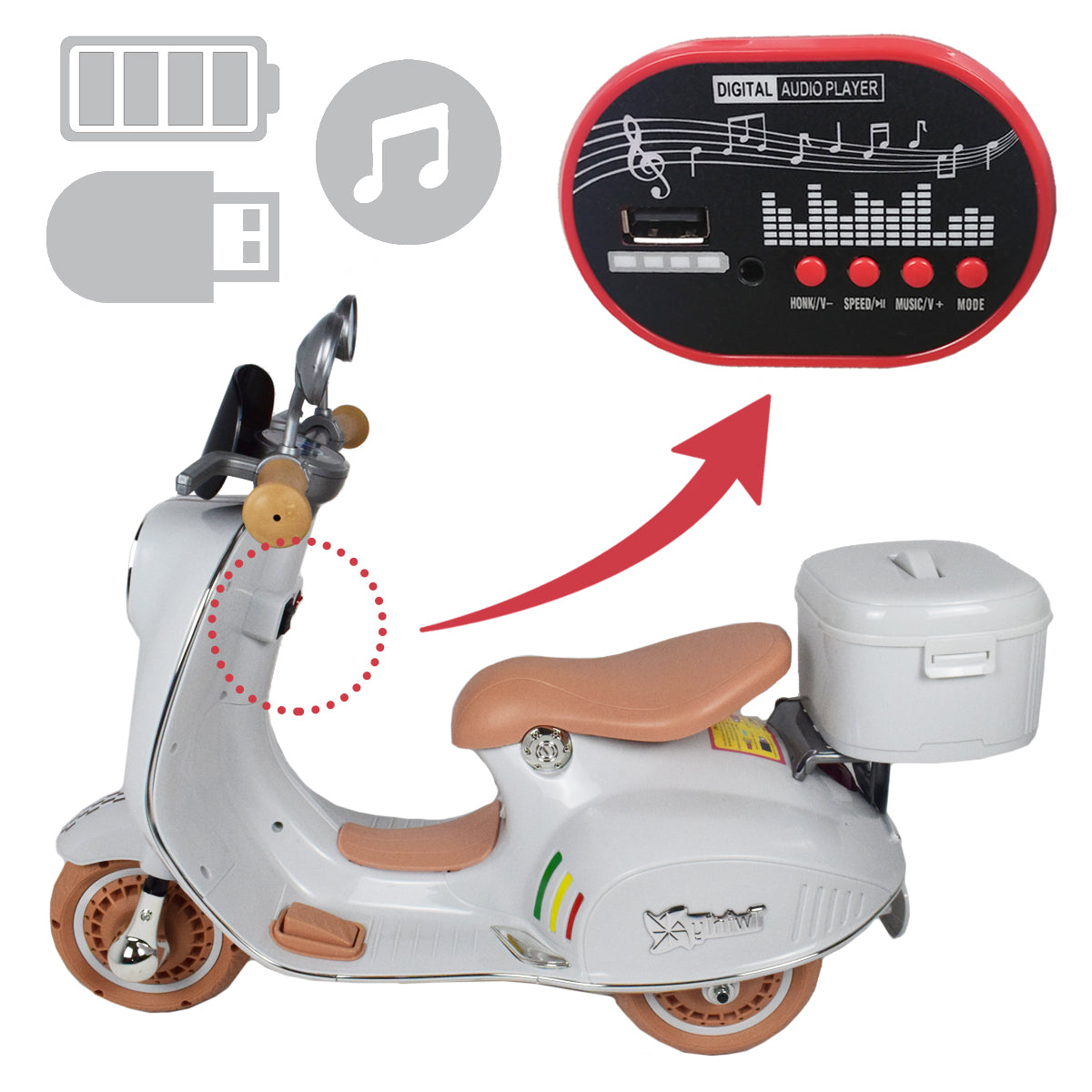 Moto Electrica para niños SCOOTLY Gris