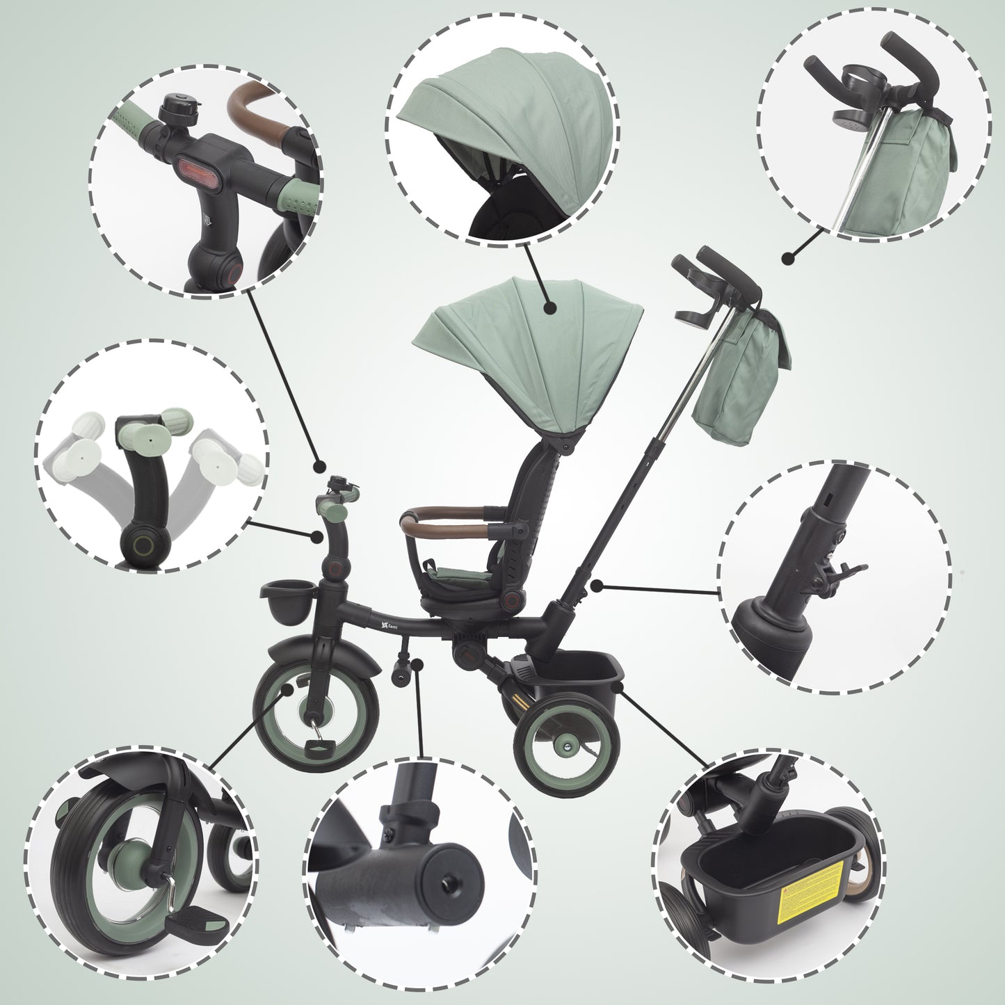 Triciclo Evolutivo Bebé SAMI Verde Oscuro