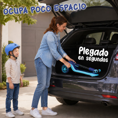 Patinete Infantil Scooter para Niños Desde 5 Años con Luces, Azul