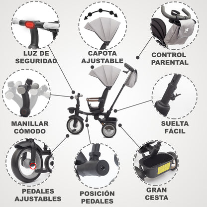 Triciclo Evolutivo Bebé SAMI Gris