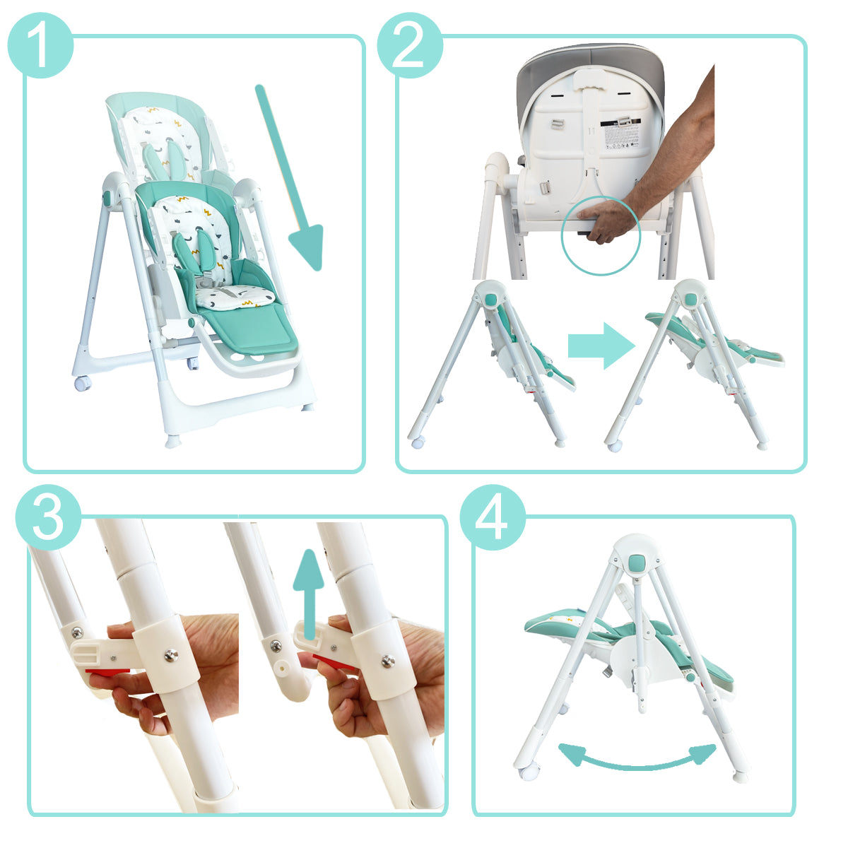 Trona Evolutiva Multifunción - Hamaca columpio Movity Menta