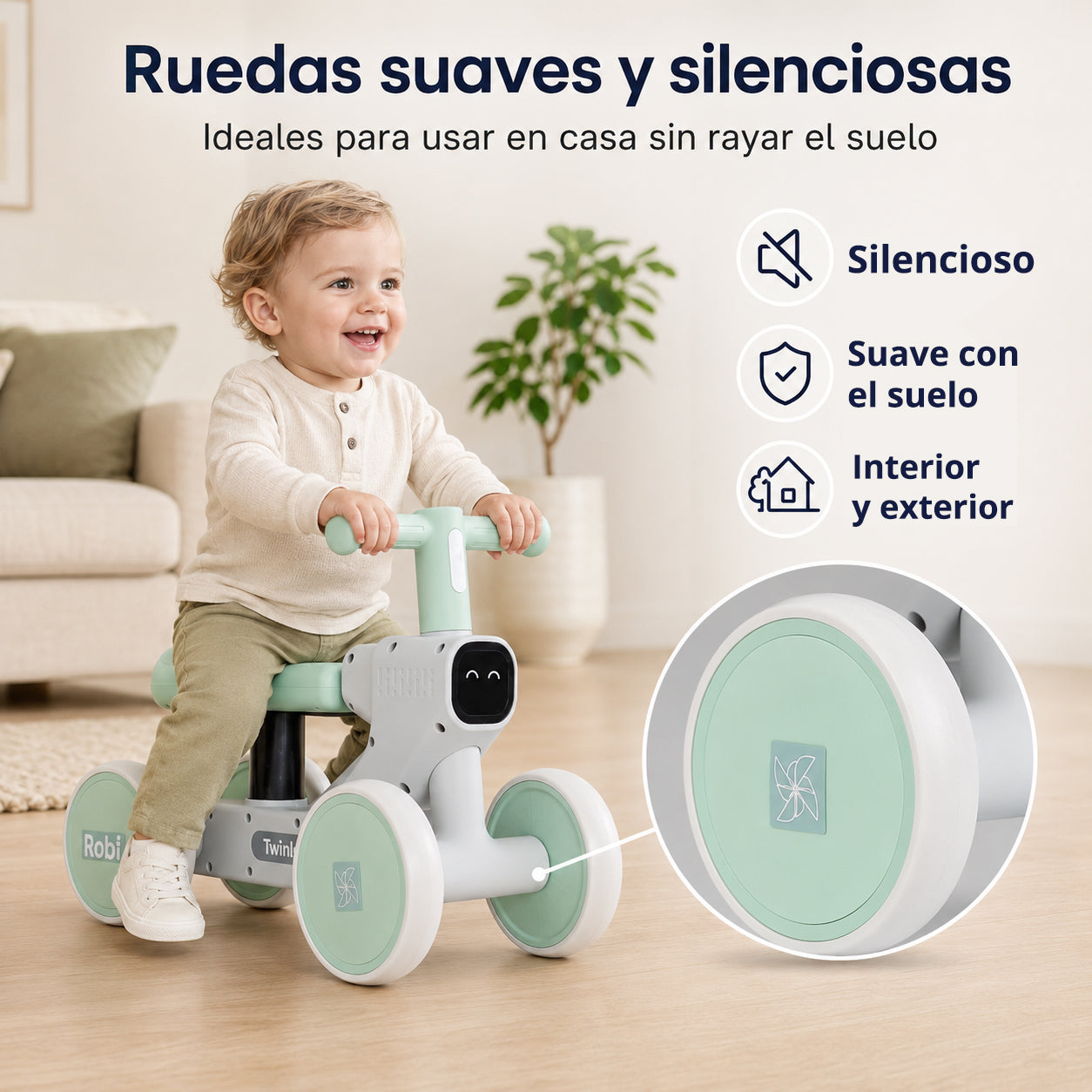 Correpasillos Robi Desde 1 Año con Luces y Música, Menta