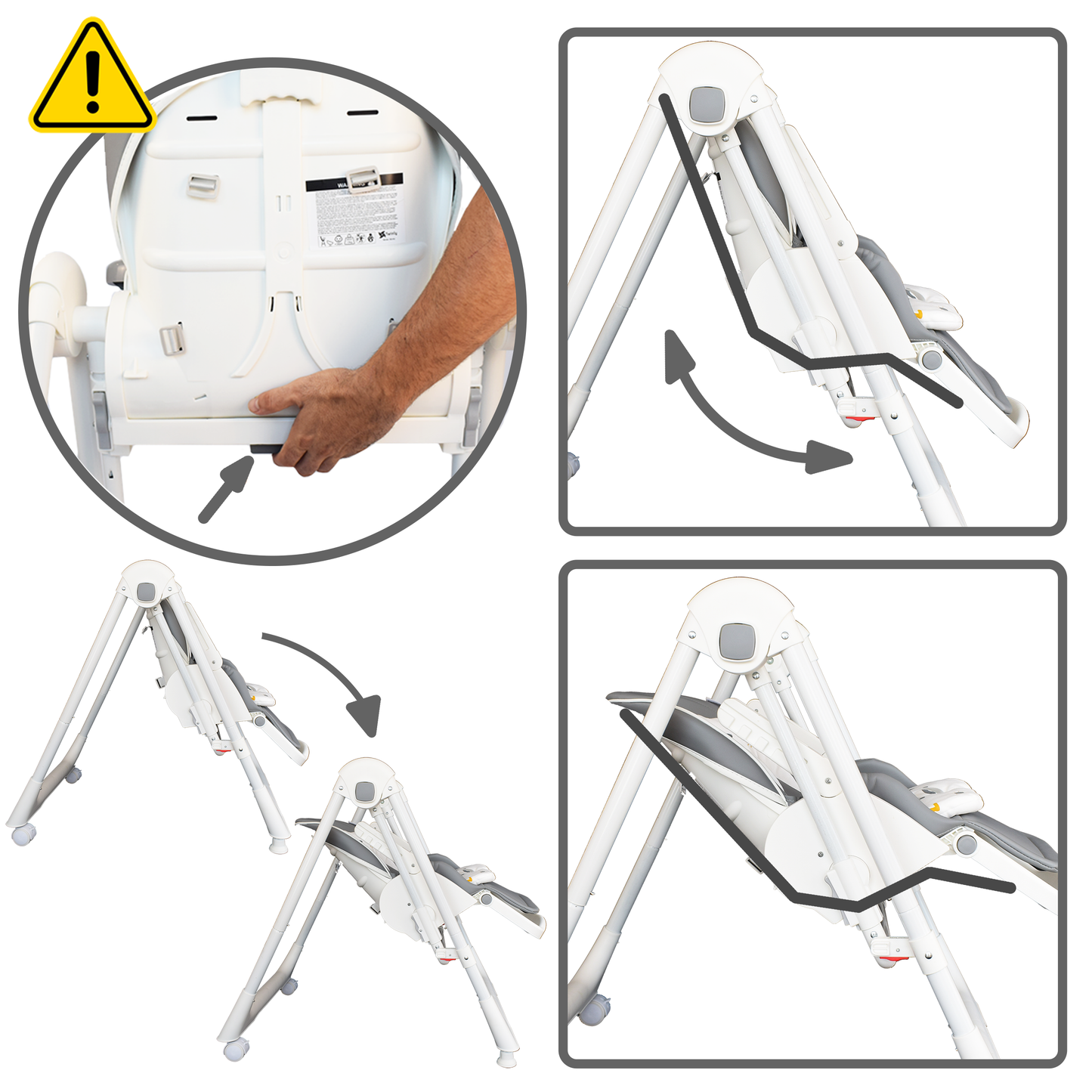 Trona Evolutiva Multifunción - Hamaca columpio Movity Gris