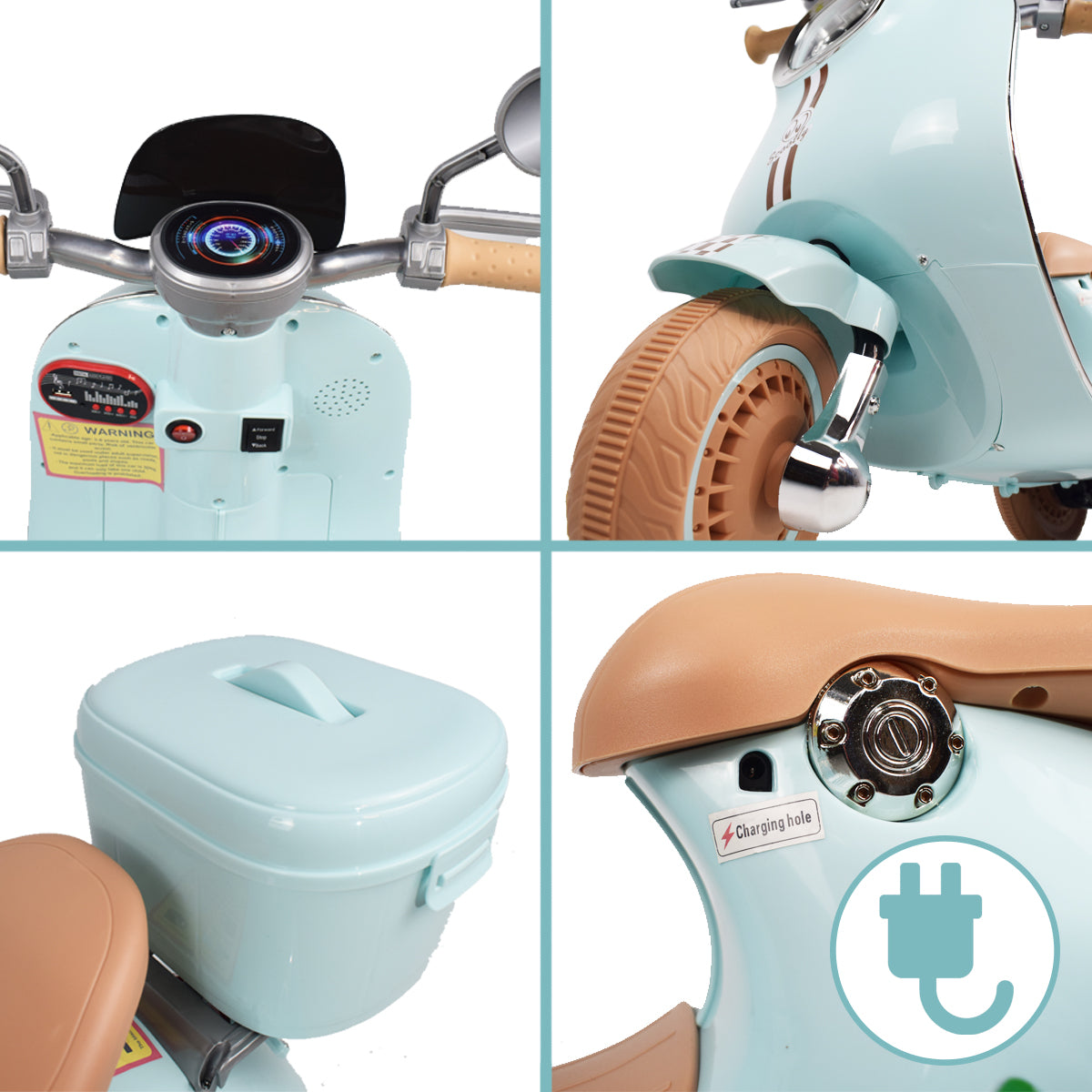 Twinly - Moto Eléctrica para niños SCOOTLY - Motocicleta Infantil con Mando  a Distancia- Cargador y batería 6V hasta 40min – Acelerador de Pedal -  Maletero, USB, luz y MP3 Bluetooth 
