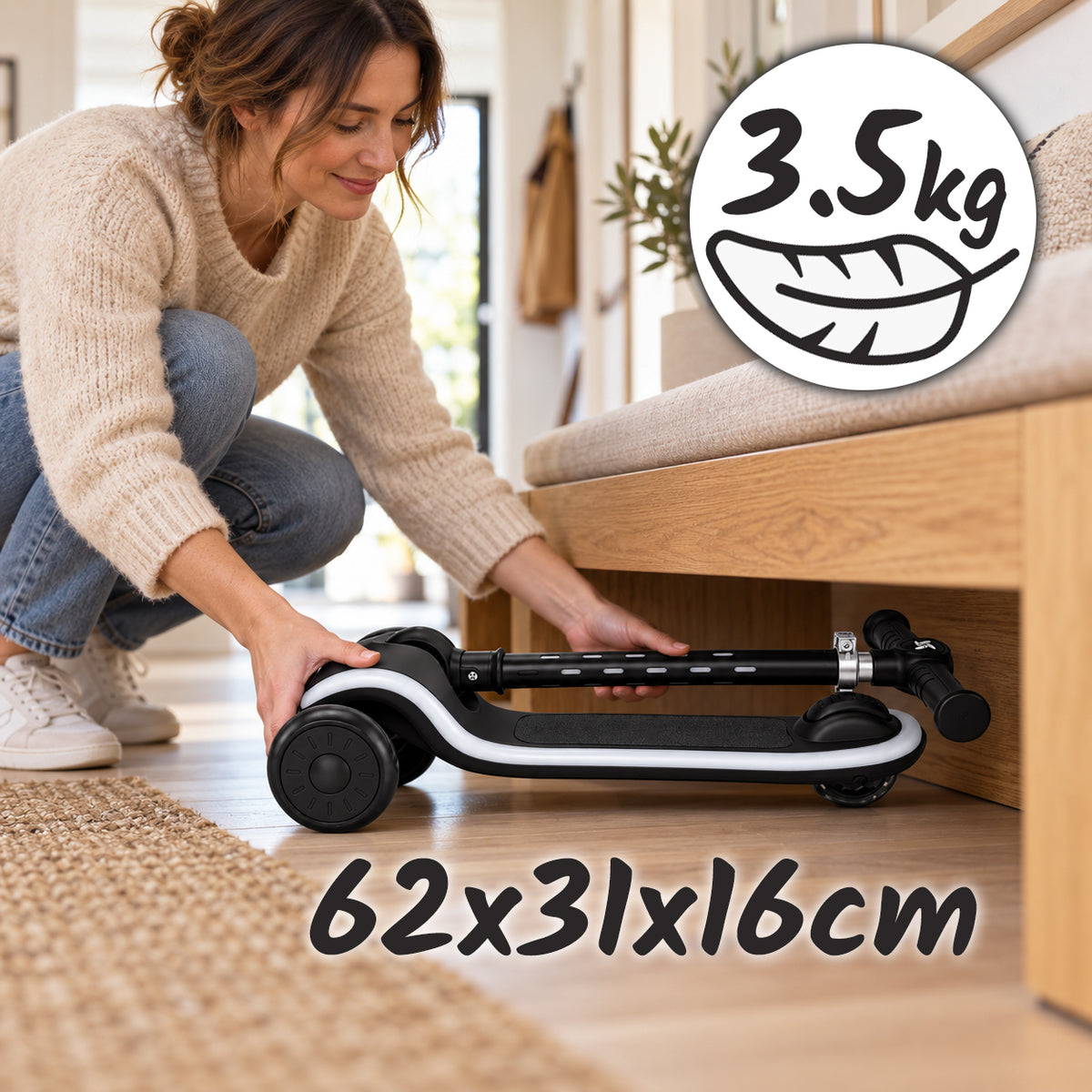 Patinete Infantil 2 en 1, con Asiento Abatible y Luces, LILY