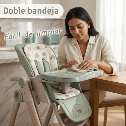 Trona Evolutiva Bebé 2 en 1 Movity Plus con Hamaca Balancín, Verde