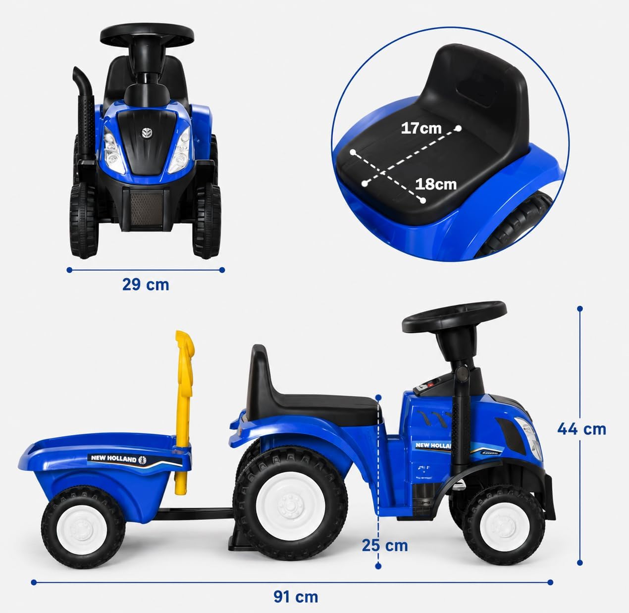 Correpasillos Tractor con Remolque Farmy Azul