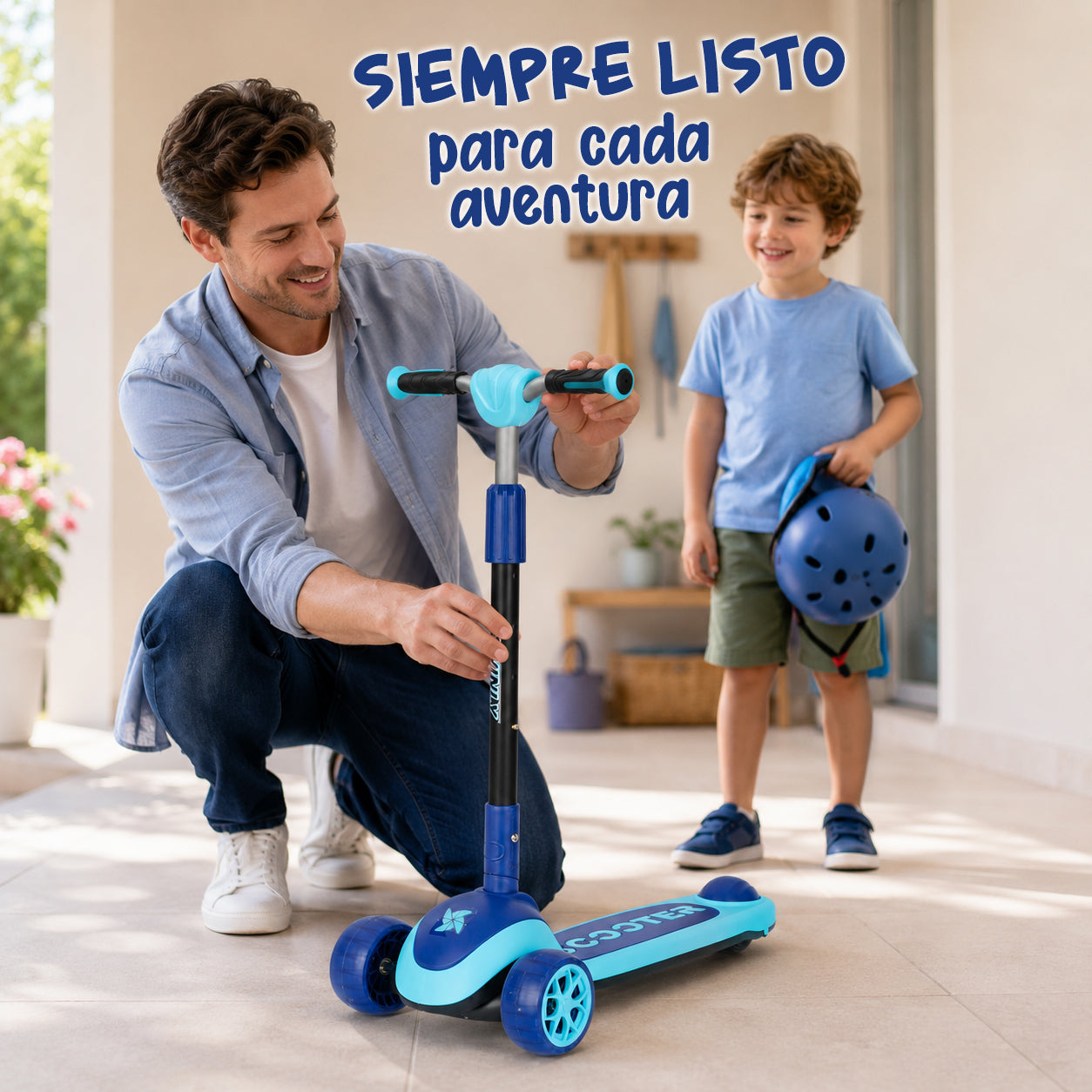 Patinete Infantil Scooter para Niños Desde 5 Años con Luces, Rojo