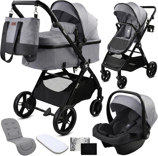 Cochecito Bebé Convertible 3 en 1 Fabuly Gris