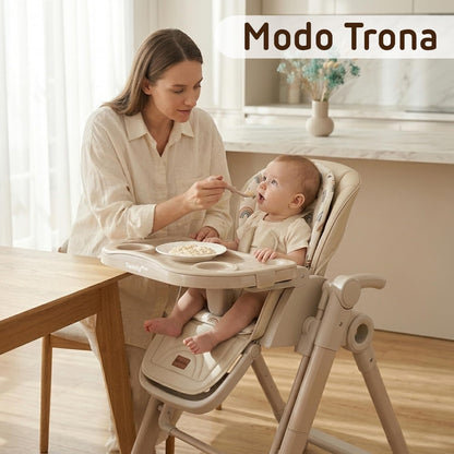 Trona Evolutiva Bebé 2 en 1 Movity Plus con Hamaca Balancín, Beige