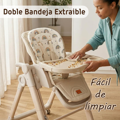 Trona Evolutiva Bebé 2 en 1 Movity Plus con Hamaca Balancín, Beige