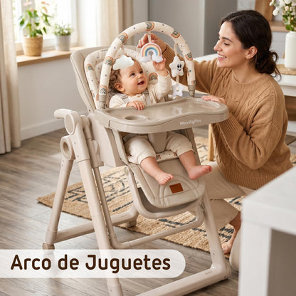 Trona Evolutiva Bebé 2 en 1 Movity Plus con Hamaca Balancín, Beige