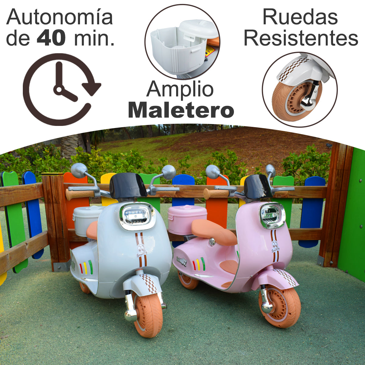 Moto Electrica para niños SCOOTLY Gris