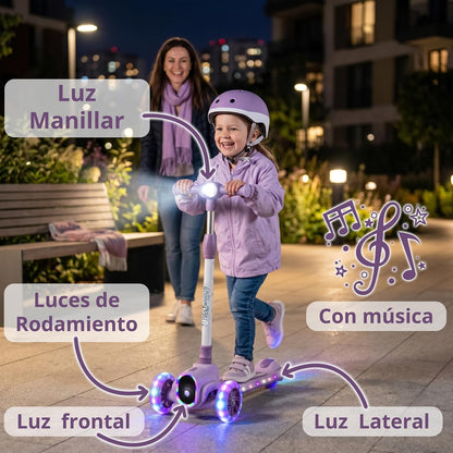 Patinete Infantil de 3 Ruedas con Asiento Rover, Lila