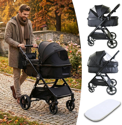 Cochecito Bebé Convertible 3 en 1 Fabuly Negro