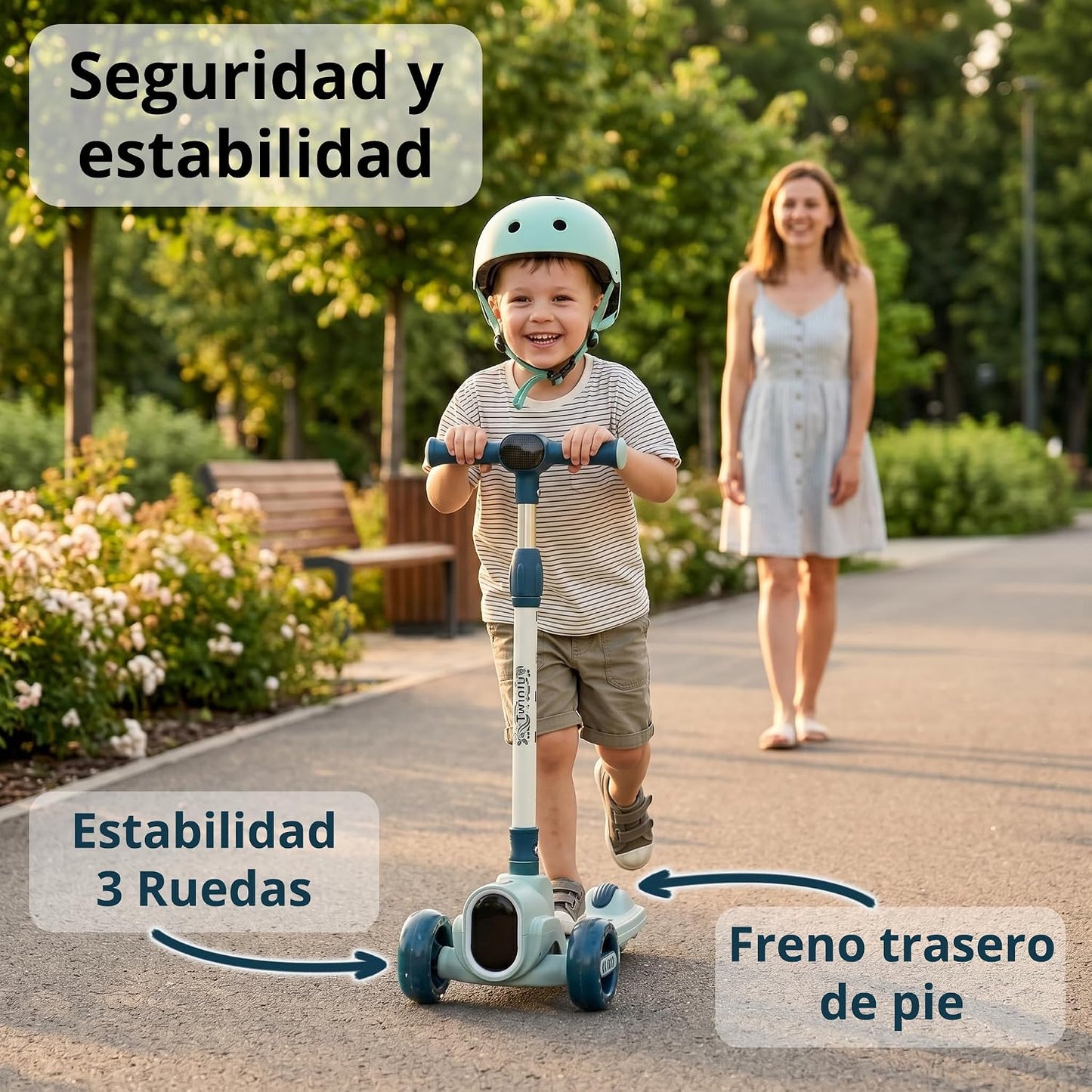 Patinete Infantil de 3 Ruedas con Asiento Rover, Gris