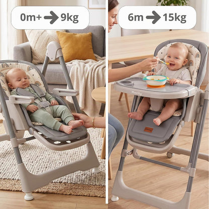 Trona Bebé Evolutiva New Movity 2 en 1, Hamaca y Columpio, Gris