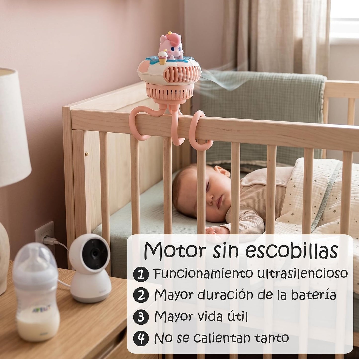 Ventilador Portátil para Cochecito AIRLY - 3 Velocidades, USB recargable, Verde
