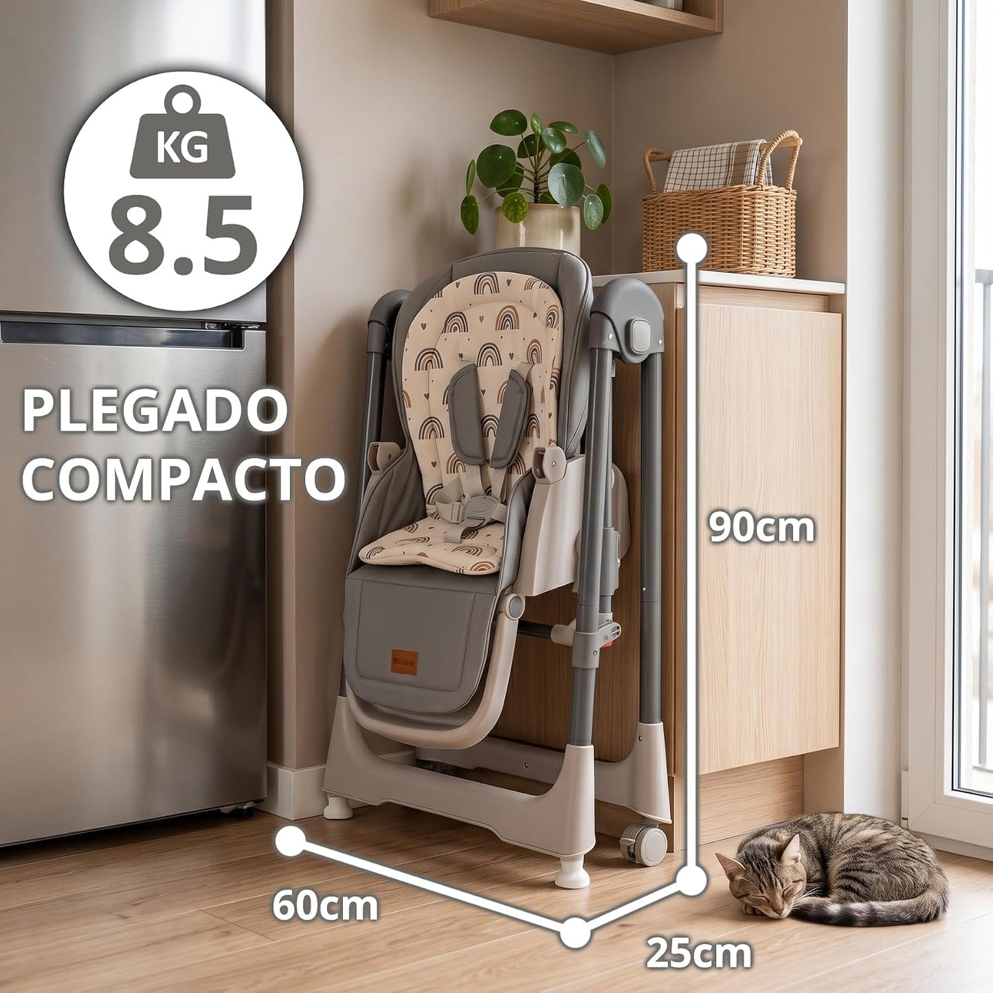 Trona Bebé Evolutiva New Movity 2 en 1, Hamaca y Columpio, Gris