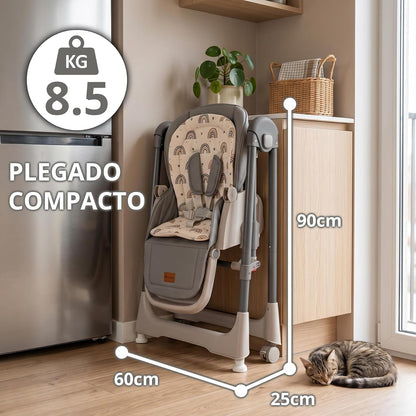 Trona Bebé Evolutiva New Movity 2 en 1, Hamaca y Columpio, Gris