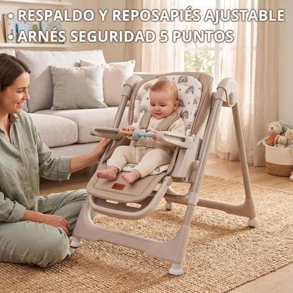 Trona Bebé Evolutiva New Movity 2 en 1, Hamaca y Columpio, Beige