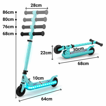 Patinete Infantil con Luces, Plegable, 2 Ruedas, 3 a 8 Años GLOWY