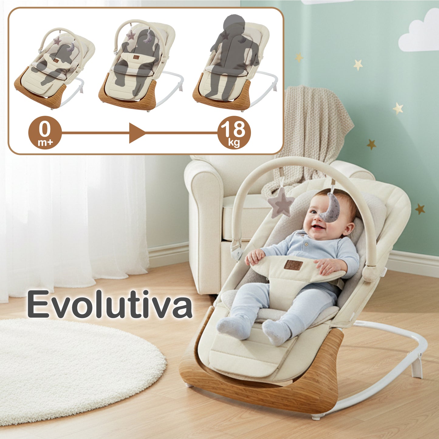 Hamaca Bebé evolutiva con Detección de llanto