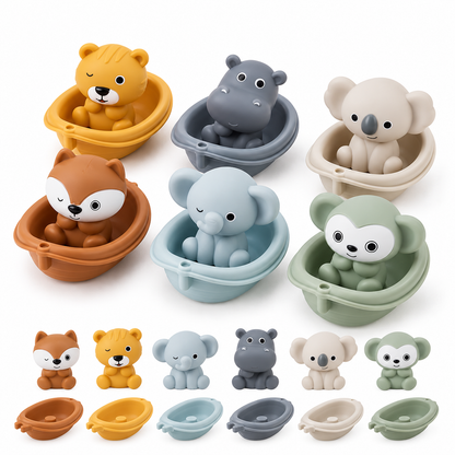 Set de juguetes de baño Animales y Barquitos – 12 Piezas