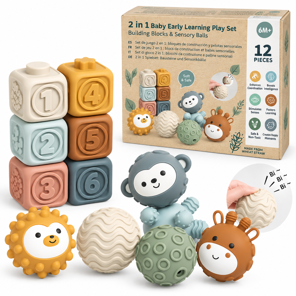 Set 2 en 1 de Aprendizaje para Bebés – 12 Piezas