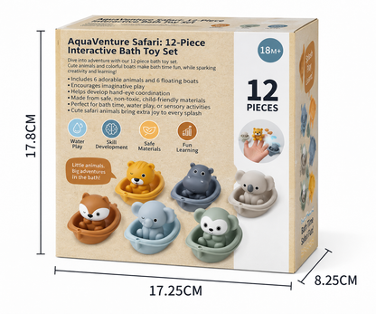 Set de juguetes de baño Animales y Barquitos – 12 Piezas